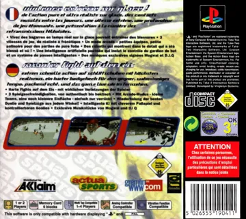 Actua Ice Hockey 2 (EU) box cover back